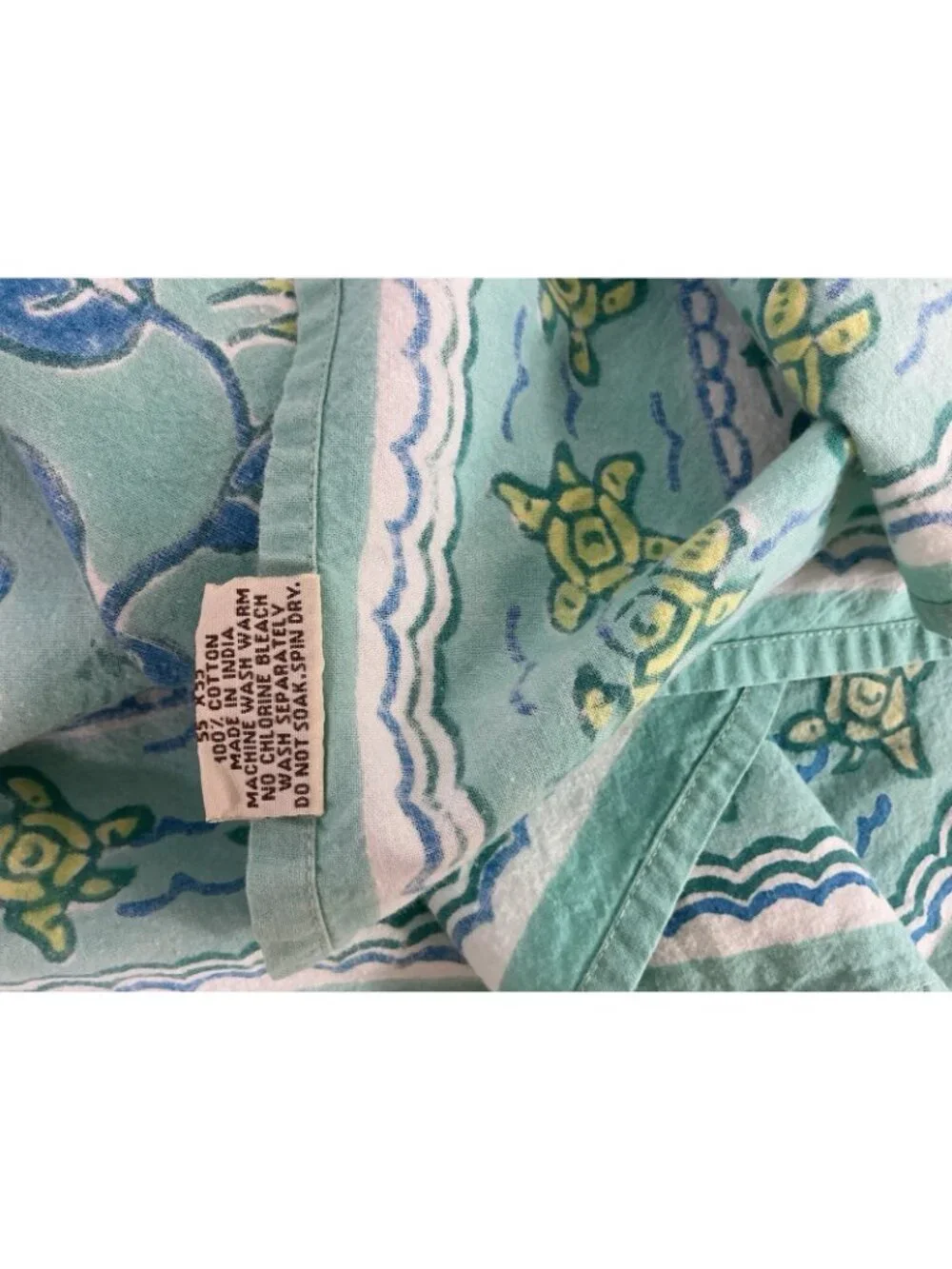 Turtle Print Blue Tablecloth By Pomegranate Inc 100% Cotton Square 55 Inches